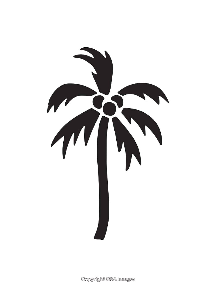 Black and White Illustration of a Tropical Palm Tree