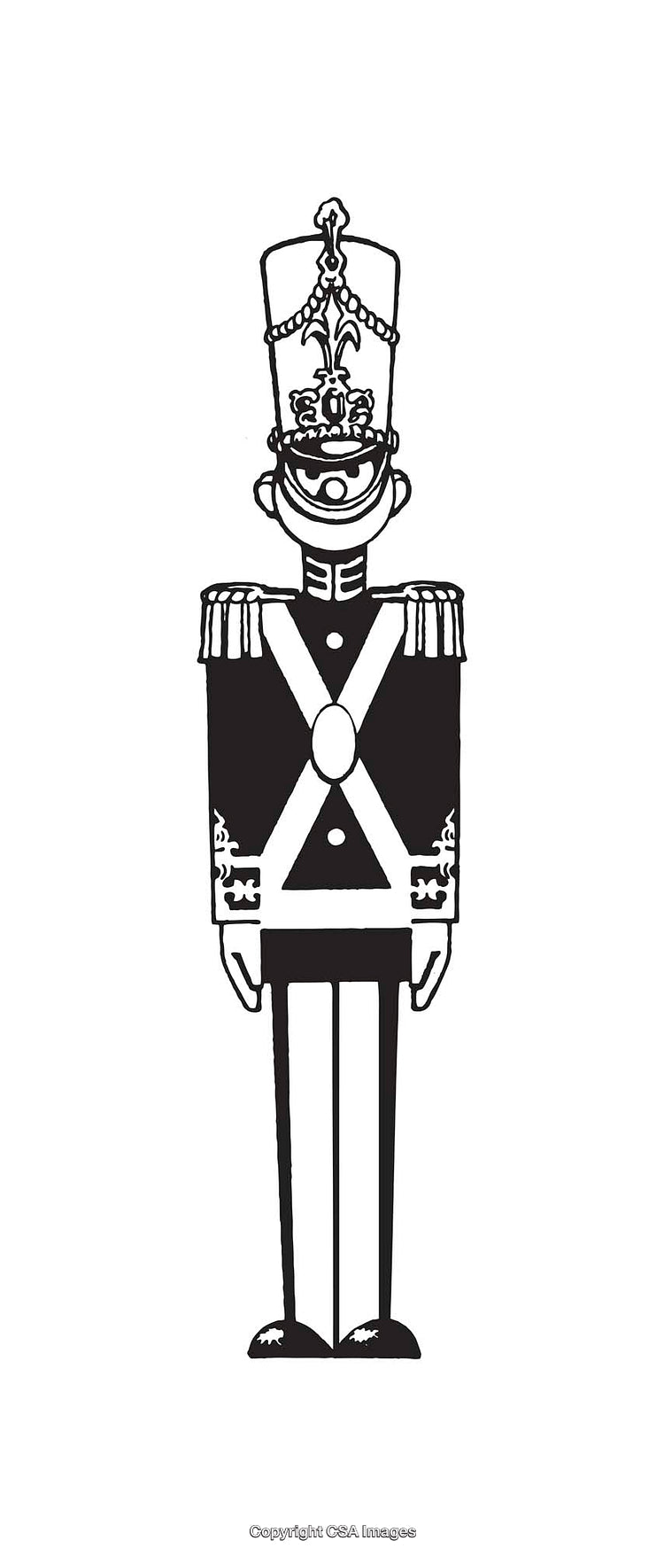 Black And White Line Art Illustration of a Toy Soldier