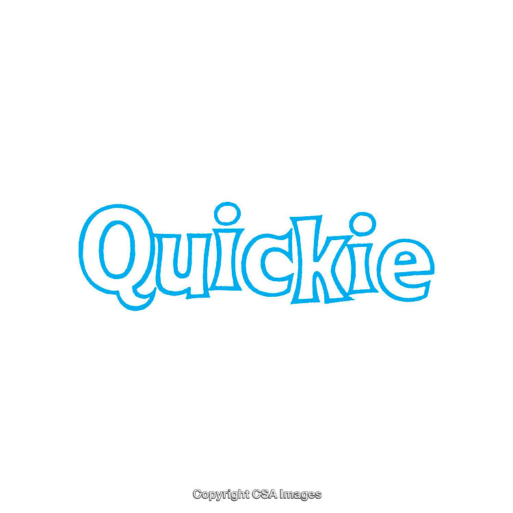 Simple Blue Text Reading Quickie on White Background