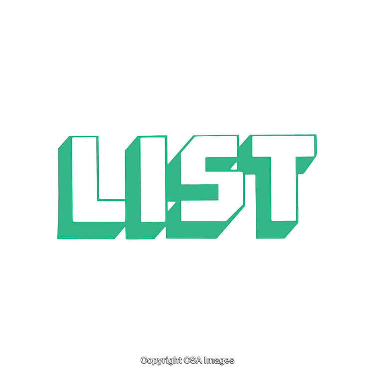 Green List Text in Bold Block Typography on White Background