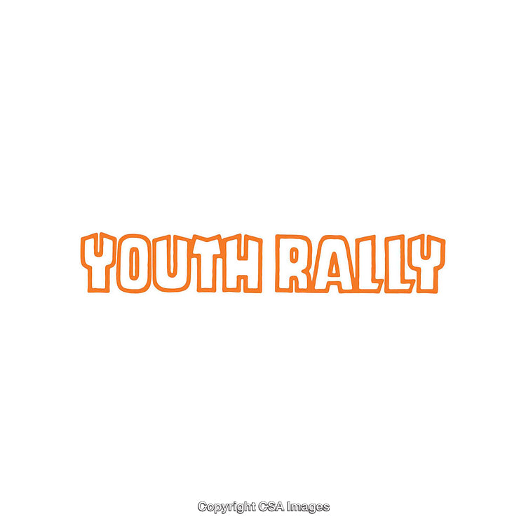 Orange Logo Featuring the Text 'Youth Rally' on a Plain Background