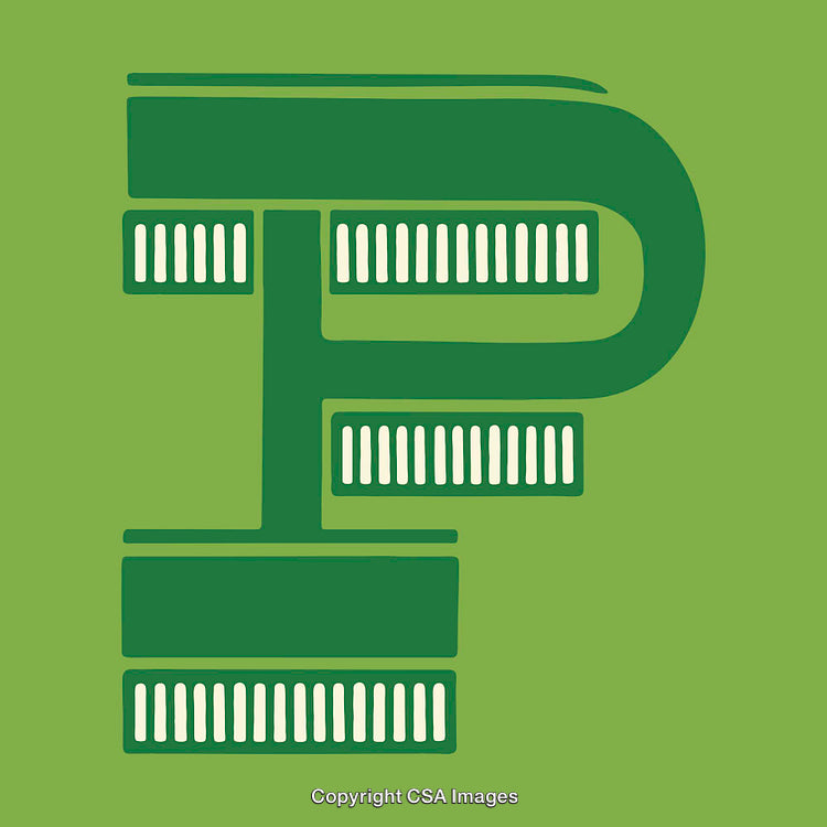 Green Stylized Letter P in a Minimal Design on Green Background