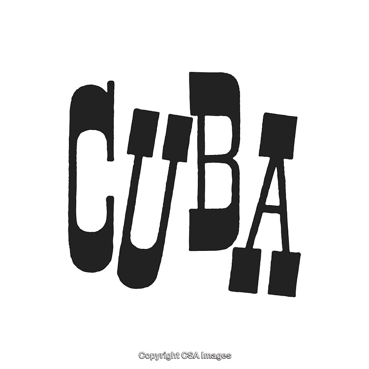 Abstract Black and White Cuba Text Art with Stylized Typography Design