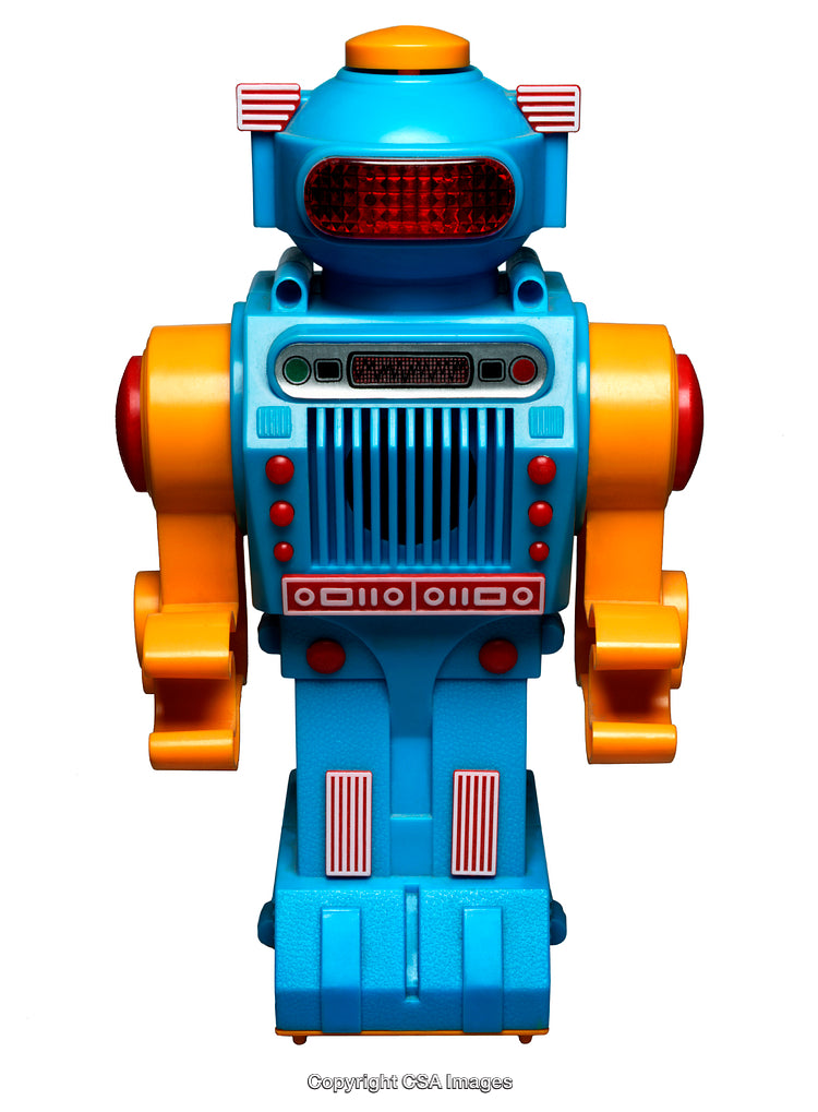 Vintage Style Plastic Toy Robot with Vibrant Colors