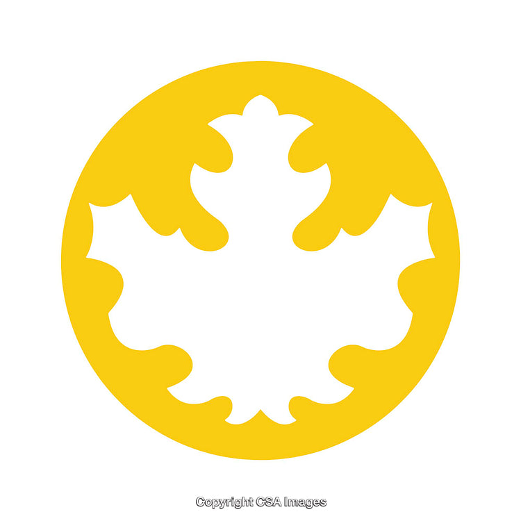 Yellow Round Icon with a Leaf Silhouette Design