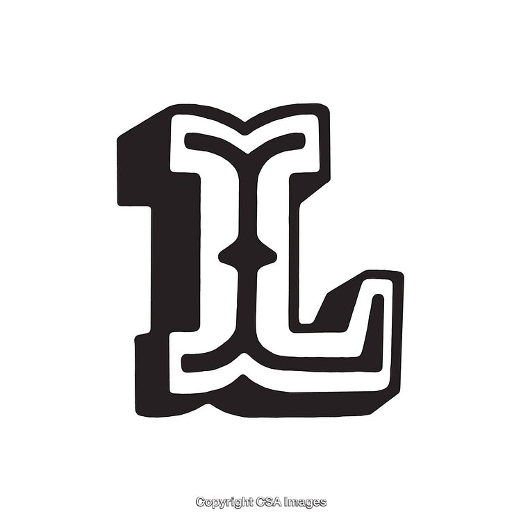 Stylized Black And White Illustration of the Letter L