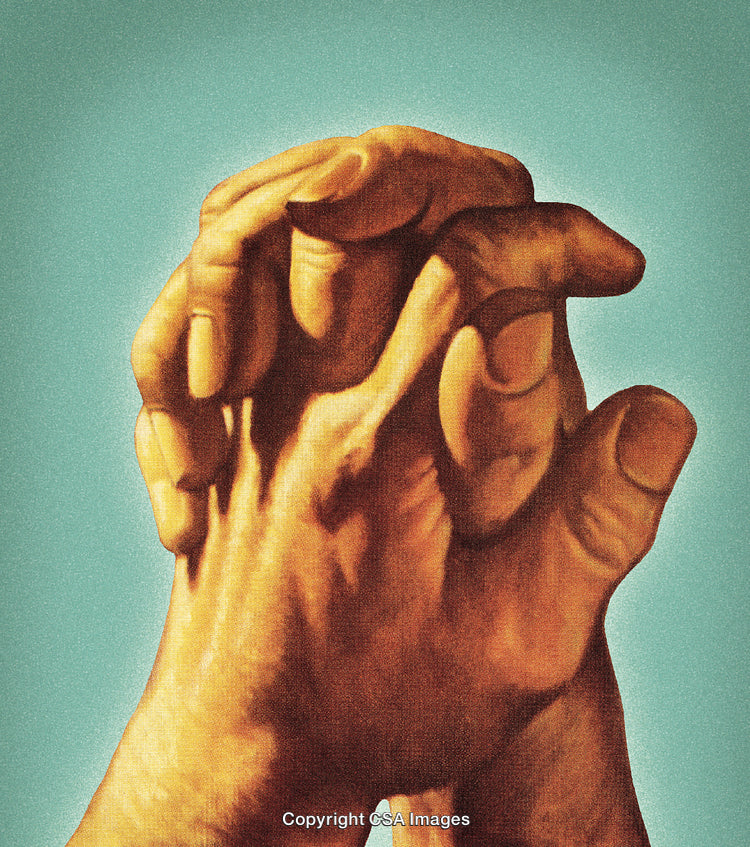 Artistic Representation of Clasped Hands in Unity and Strength