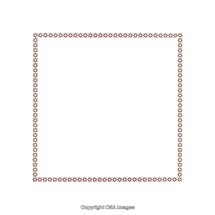 Geometric Patterned Frame With Repeating Motifs on White Background