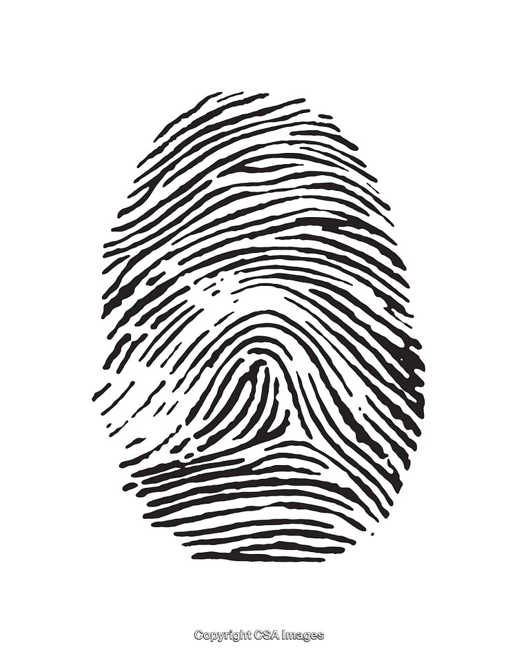 Monochrome Black and White Detailed Fingerprint Silhouette Illustration