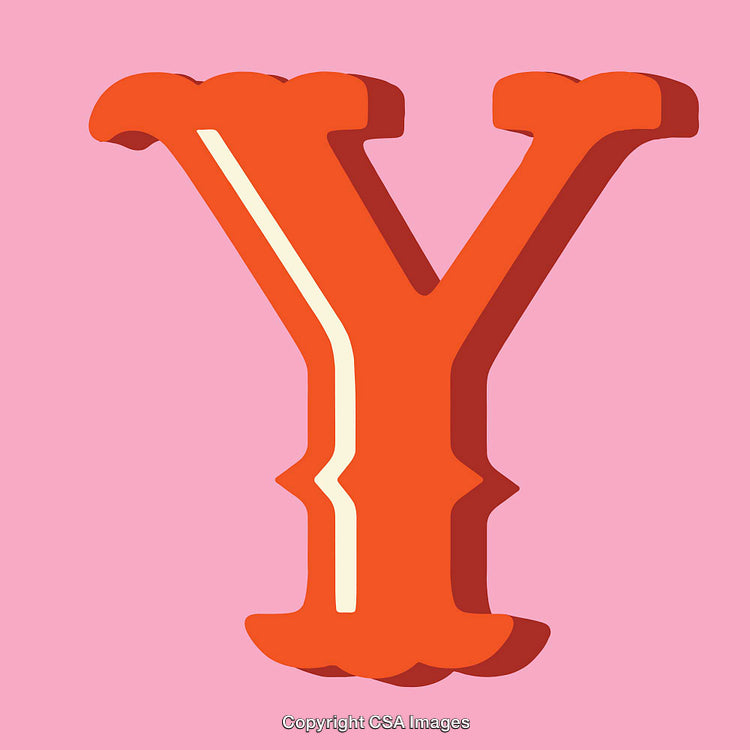 Bold Letter Y With Retro Style on a Pink Background