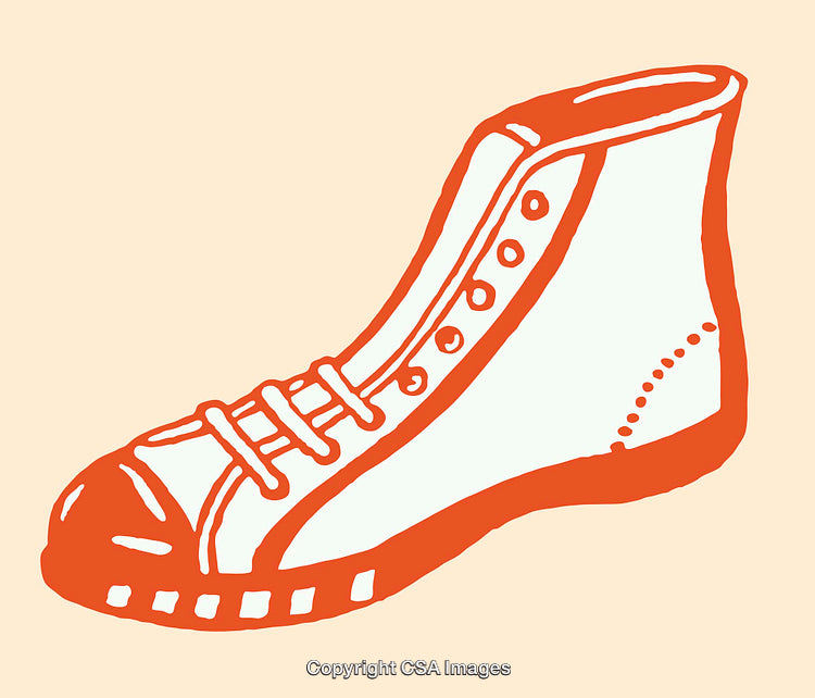 Illustration of a Classic High-Top Shoe in Orange and White