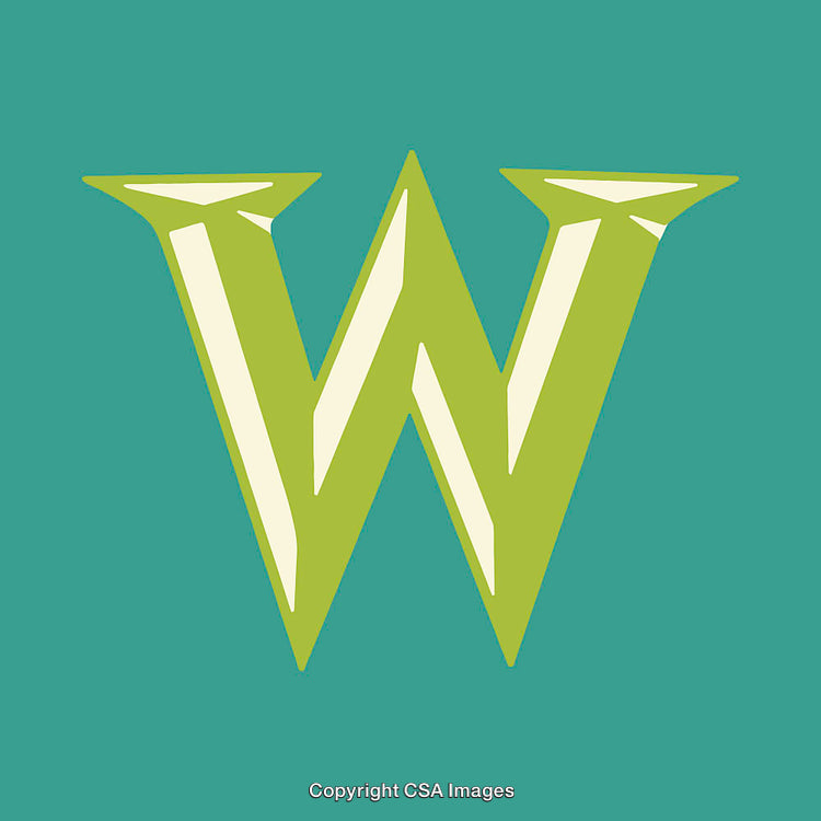 Bold Letter W on Teal Background with Artistic Green Tint