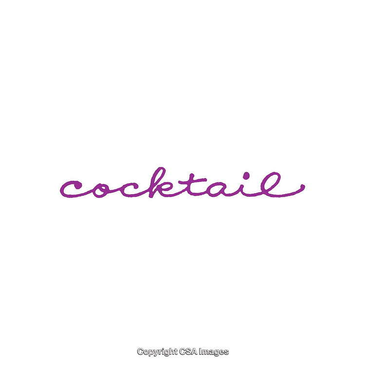 Elegant Handwritten Purple Cocktail Text Design on White Background