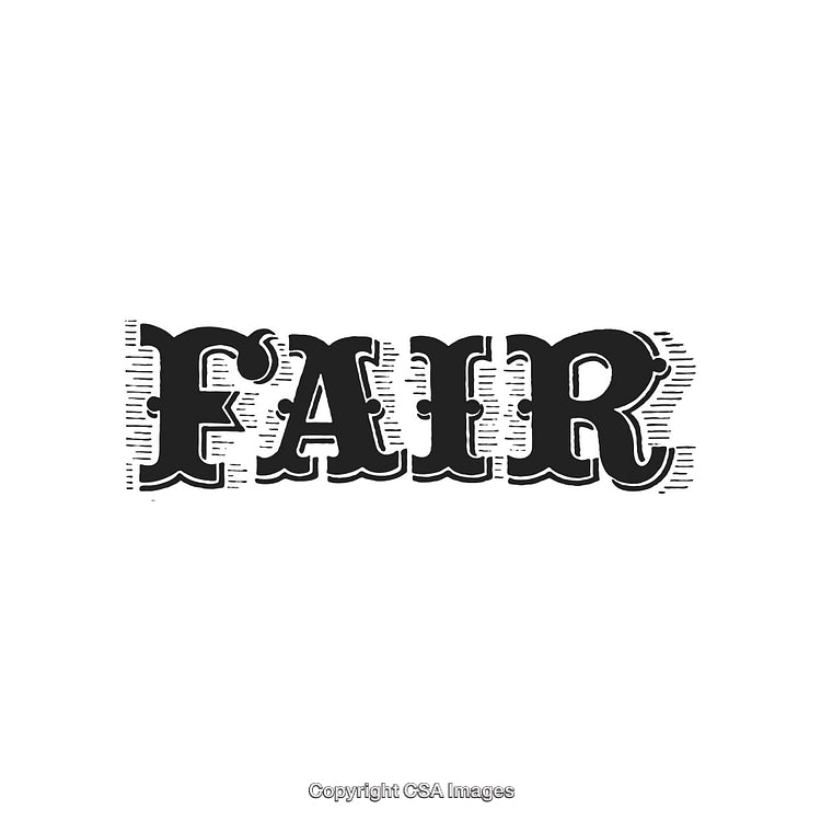 Black and White Retro Style Text With the Word 'Fair' in Bold Font