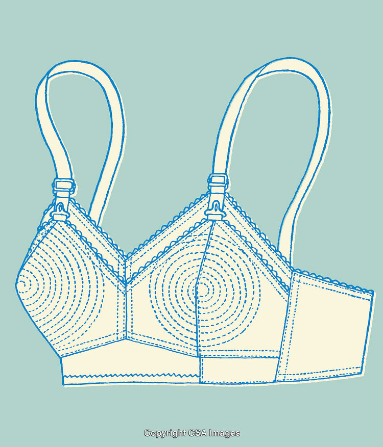 Blue Line Art Illustration of a Classic Bra Design