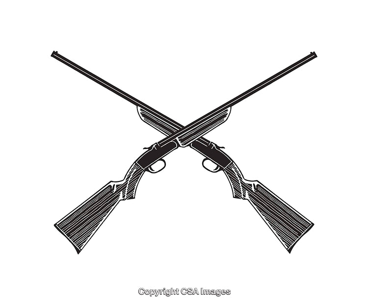 Crossed Rifles Illustration in Black and White Line Art Style