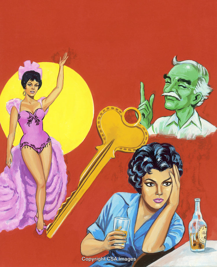 Retro Pop Art Illustration of a Dramatic and Surreal Scene with Vibrant Colors