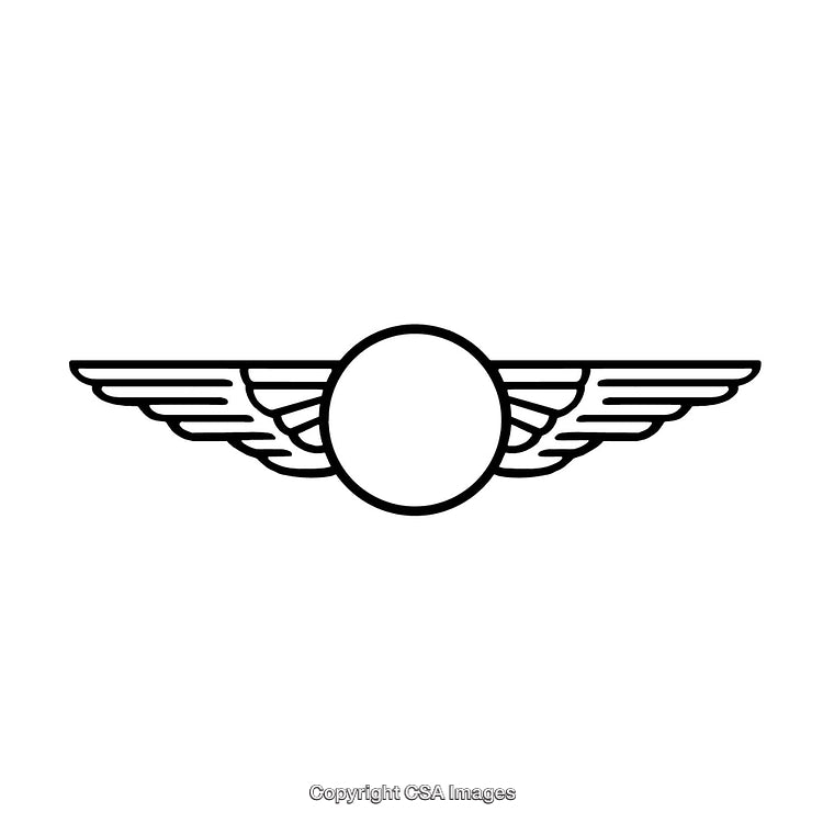 Black and White Outline of a Winged Design