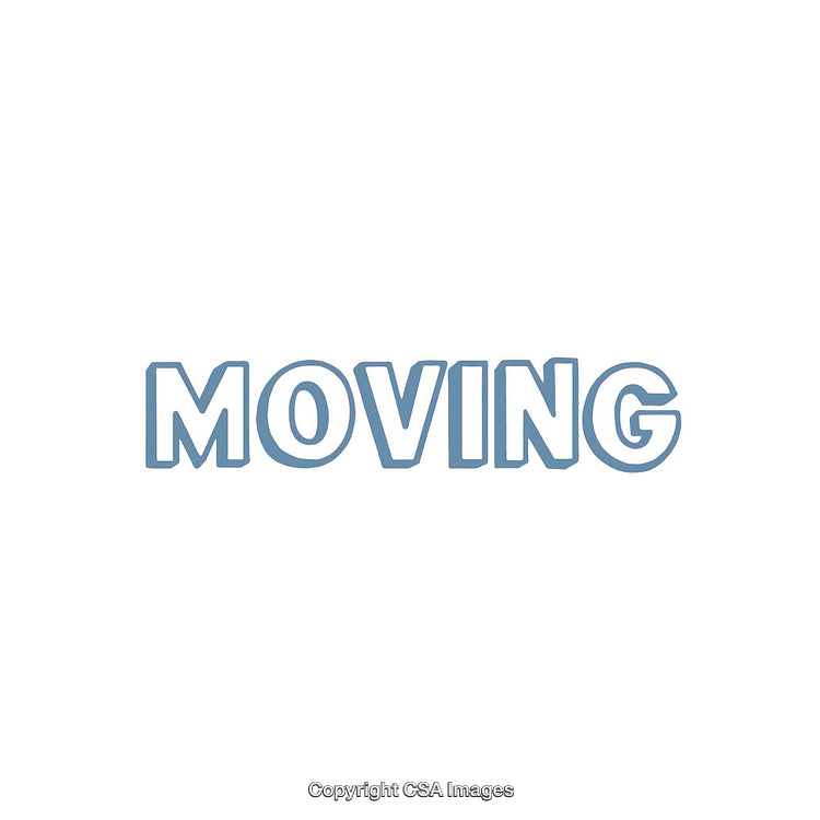 Moving Text Illustration with Bold Blue Color on a White Background