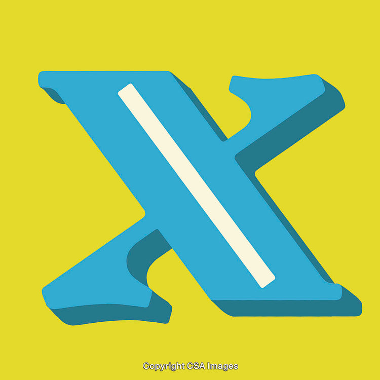 Bold Blue Letter X Against a Vibrant Yellow Background