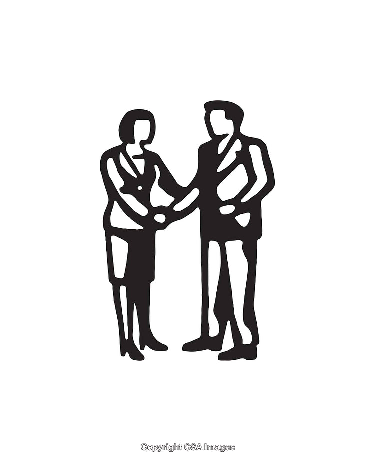 Black and White Line Art of Professionals Shaking Hands