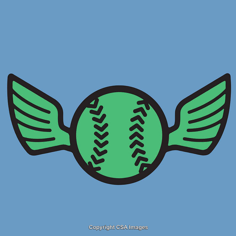 Creative Green Ball with Wings On a Blue Background