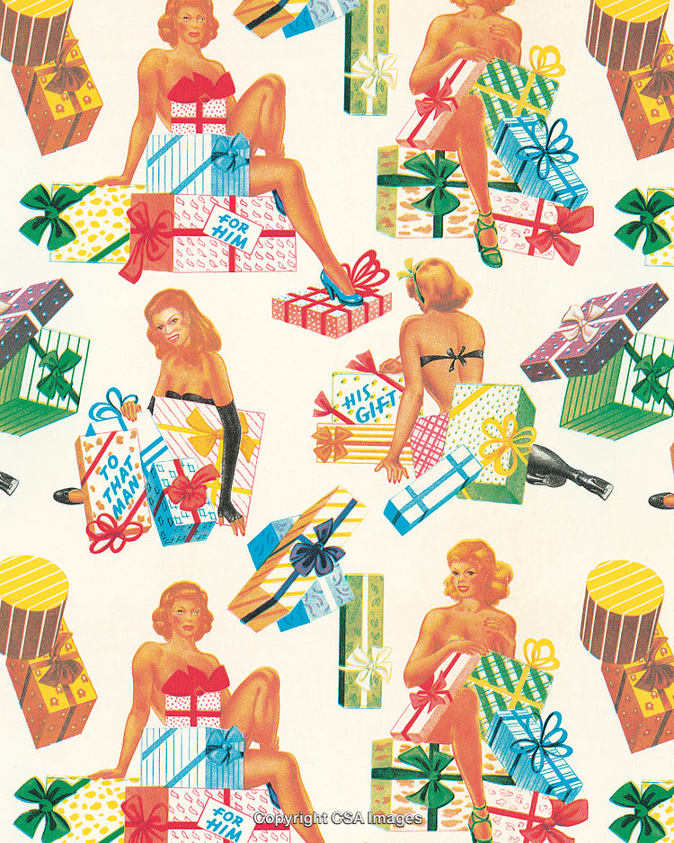 Pattern of Women and Wrapped Presents