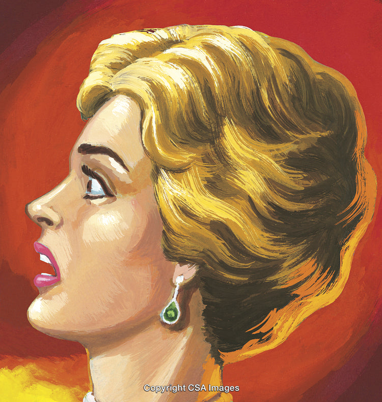 Illustration of Surprised Woman With Colorful Background and Vintage Style