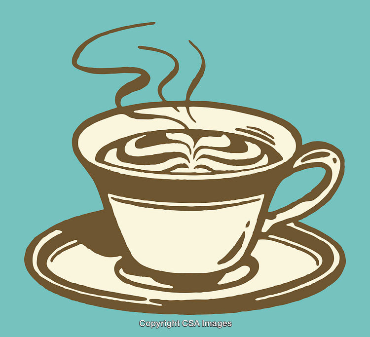 Illustration of a Steaming Coffee Cup on a Colored Background
