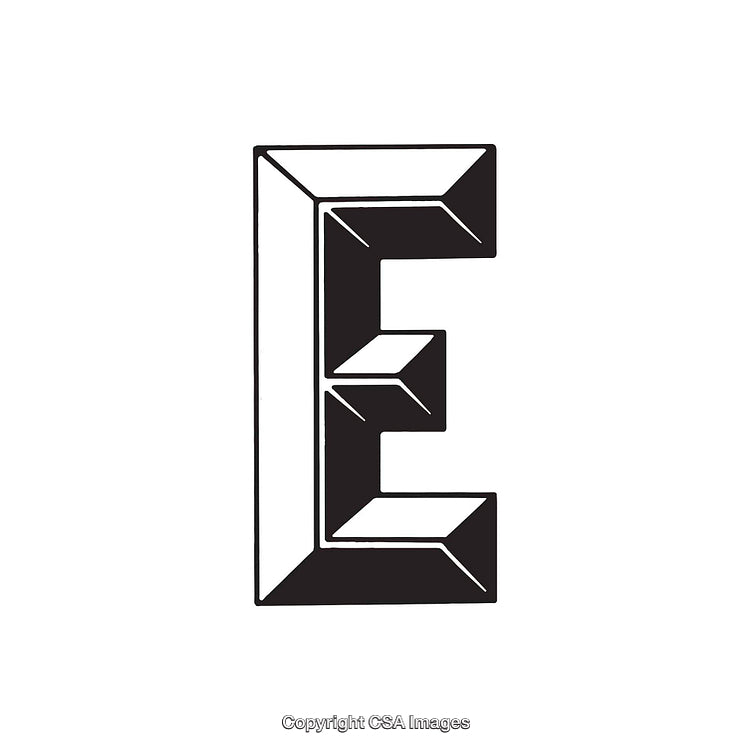 Stylized Geometric Letter E Isolated on a White Background