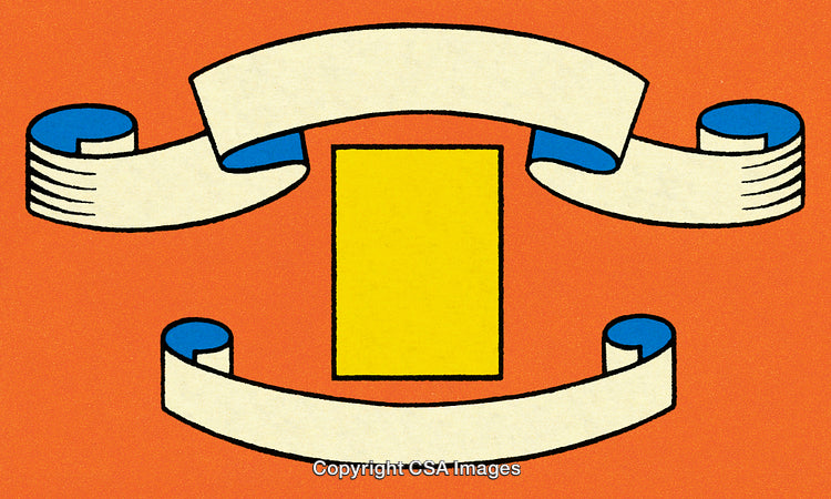 Artistic Illustration with Ribbons and Frame on Vibrant Background