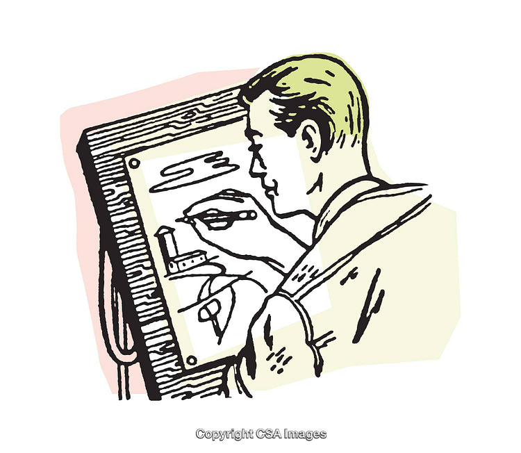 Illustration of an Artist Drawing on a Sketch Board in Vibrant Colors