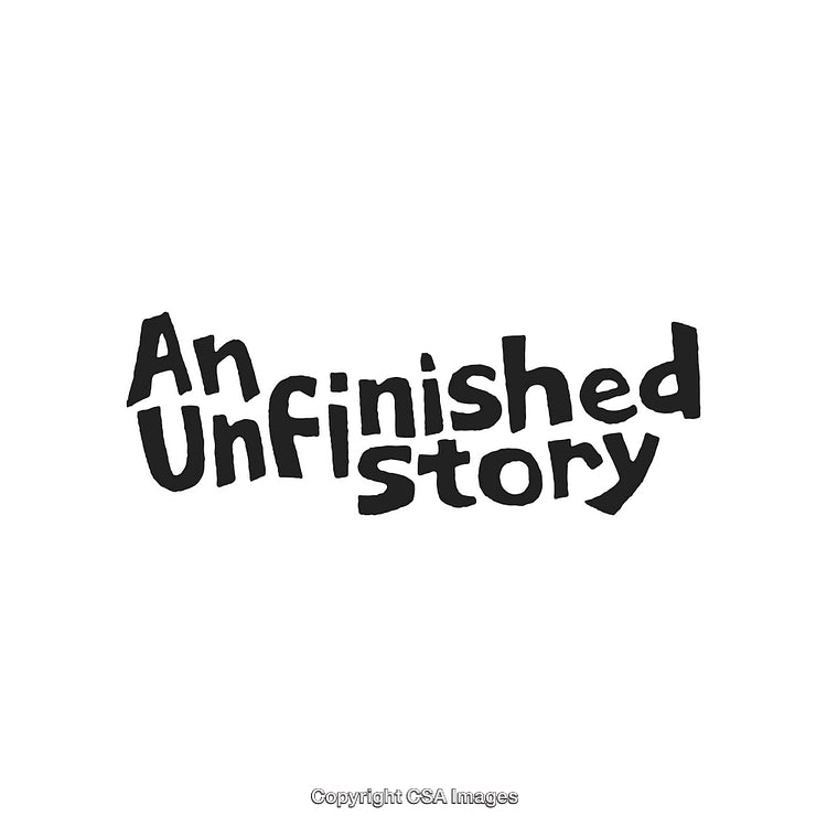 Creative Handwritten Typography Art with the Phrase 'An Unfinished Story'