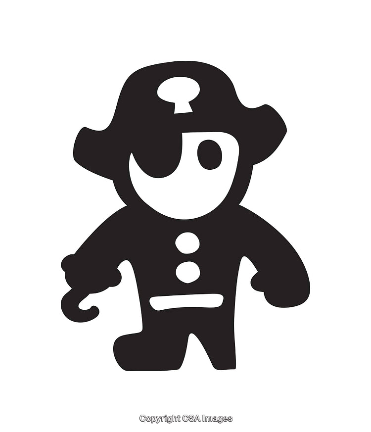Minimalistic Black And White Pirate Icon With Eye Patch And Hook Hand