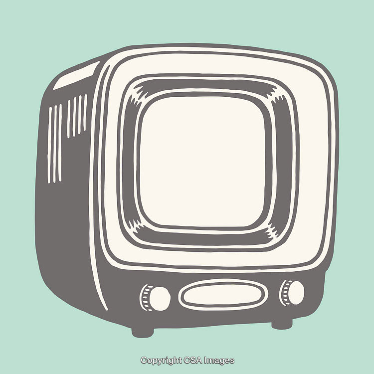 Retro Television Line Art Illustration on Minimalist Background