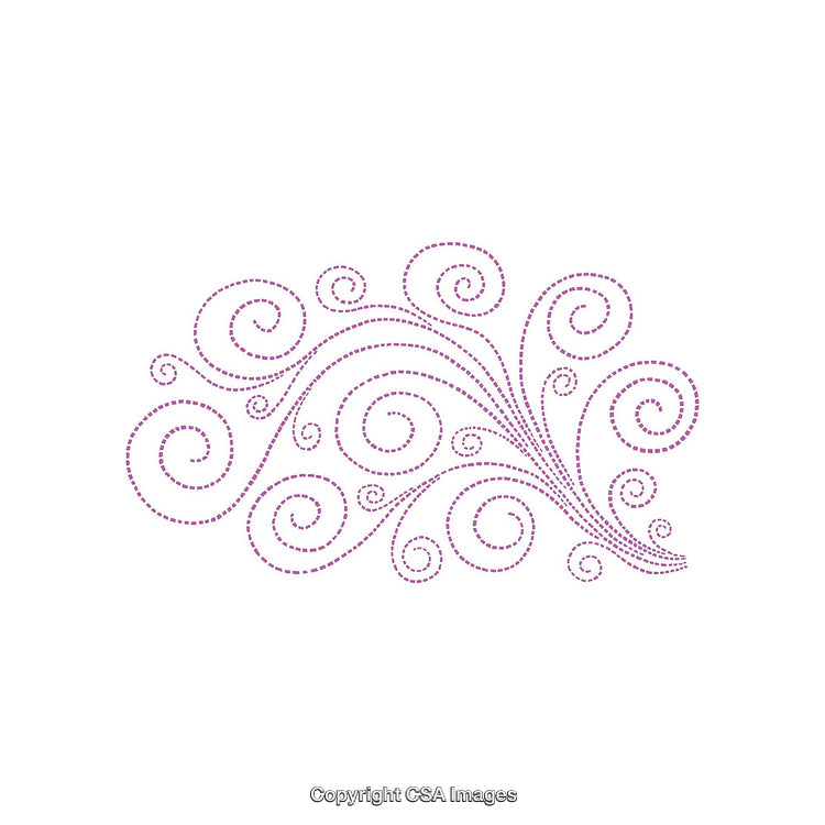 Elegant Swirl Pattern Design with Purple Dotted Lines on White Background