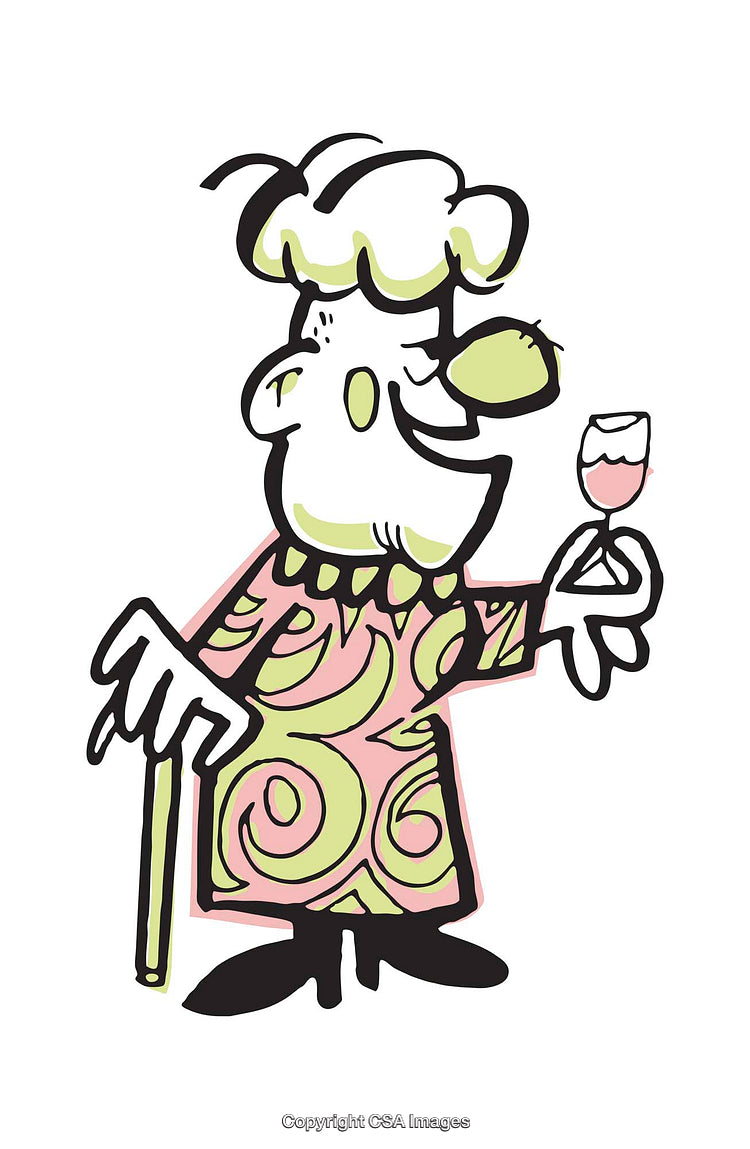 Cartoon Chef Figure Holding Wine Glass With Decorative Outfit