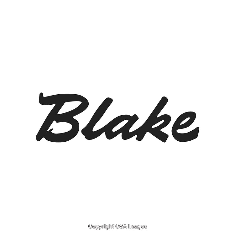 Stylish Blake Text in Black Cursive Font on White Background