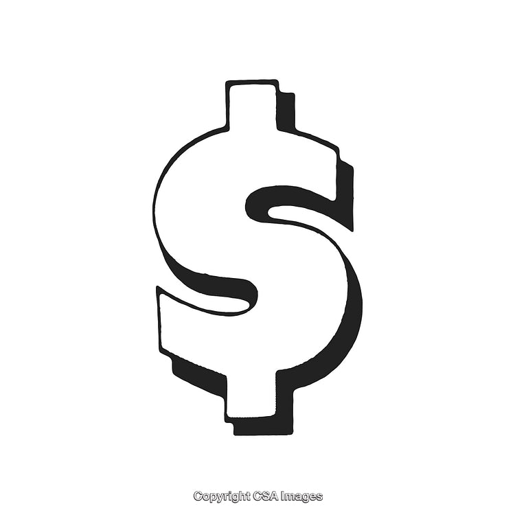 Hand-Drawn Black And White Dollar Sign Isolated On White Background