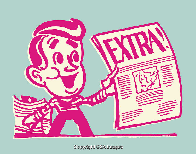 Vintage Newspaper Boy with Extra Edition Illustration