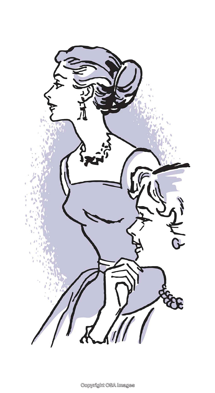 Elegant Vintage Illustration of Two Women with a Classic Style