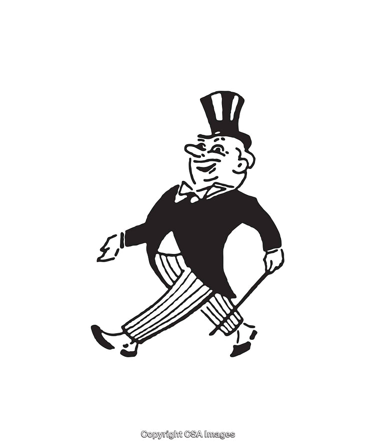 Vintage Line Art Illustration of a Distinguished Man in Formal Attire
