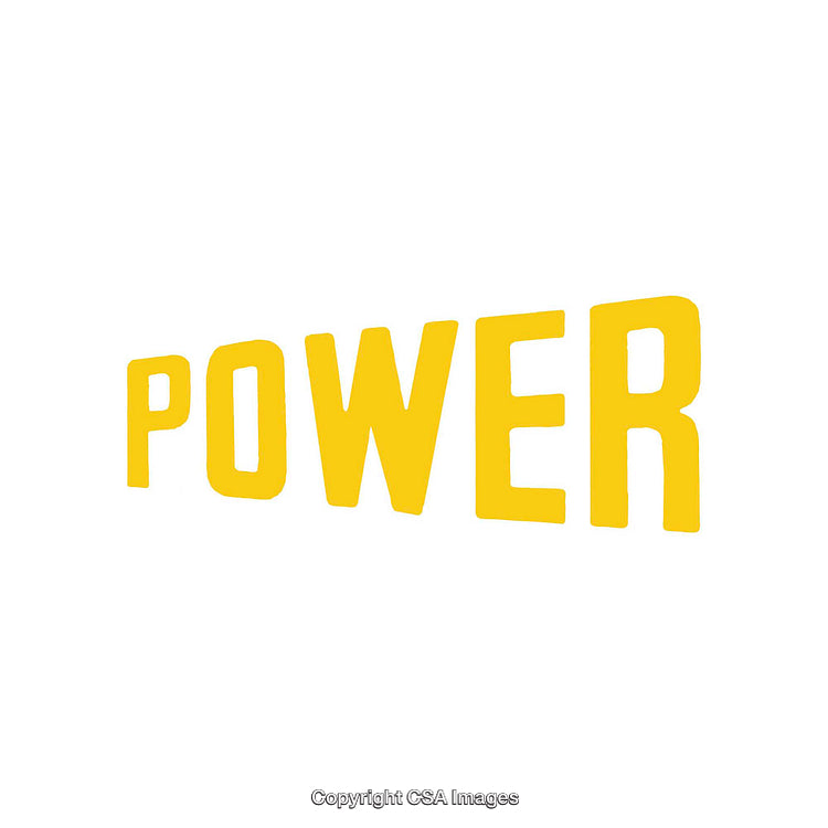 Bold Yellow Typography on White Background Representing Power and Energy