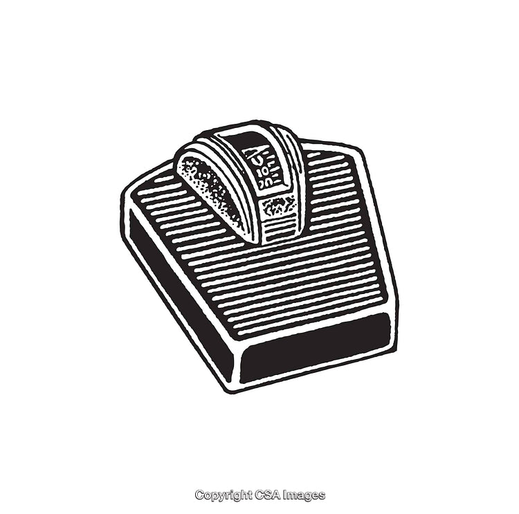 Black and White Line Art of a Vintage Analog Weight Scale