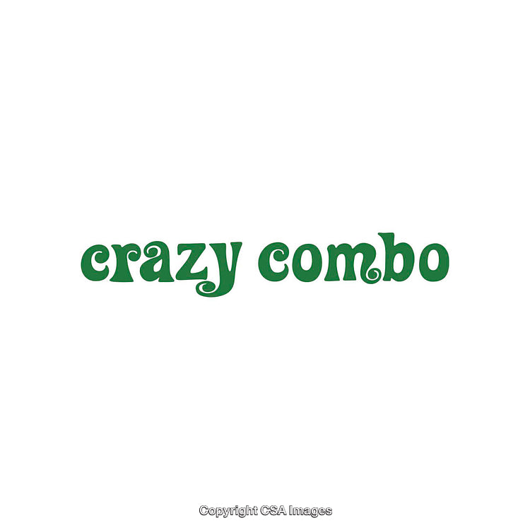 Green Stylized Text Saying Crazy Combo on White Background