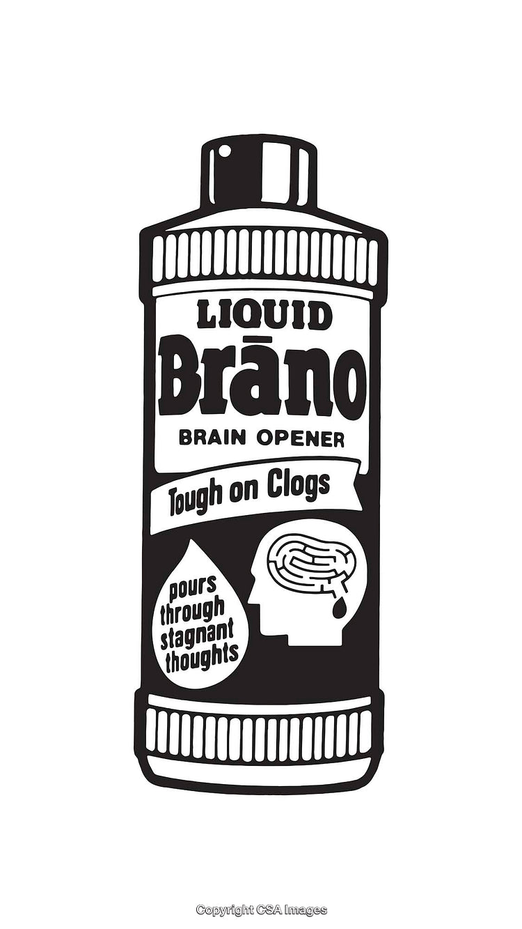 Humorous Black and White Illustration of a Hypothetical Brain Opener