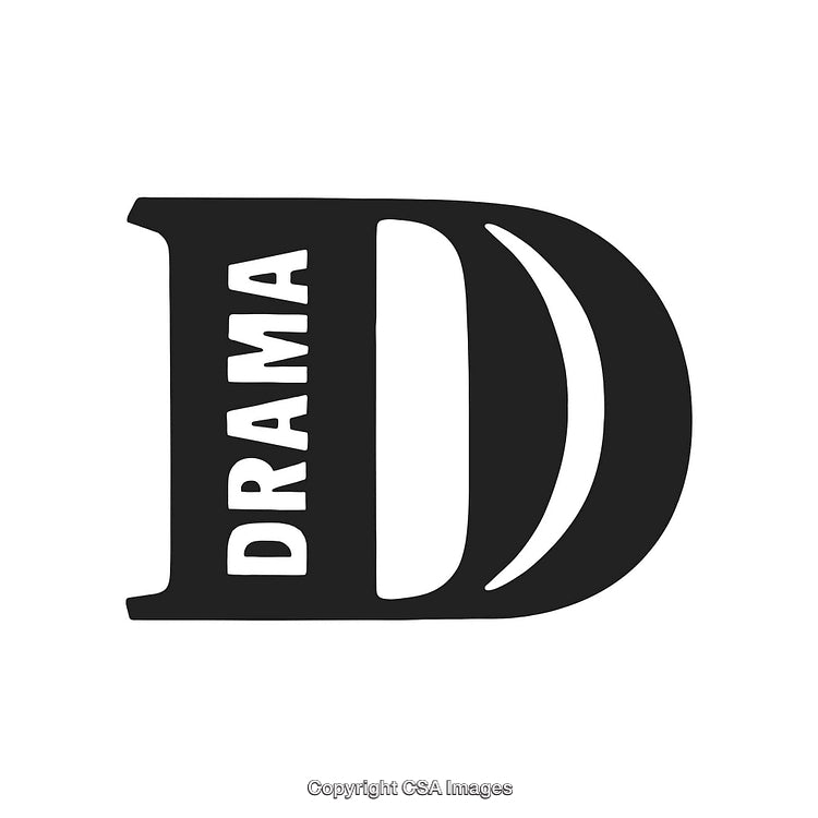 Bold Letter D Typography With Drama Text Inside