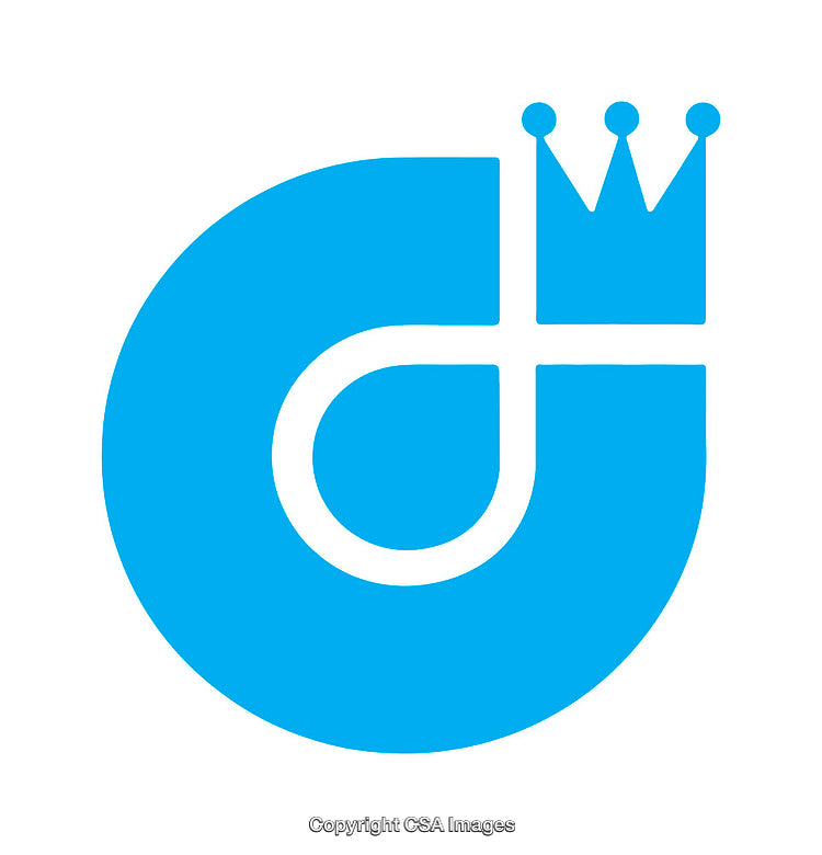 Blue Icon Featuring Curved Shape and a Crown Design