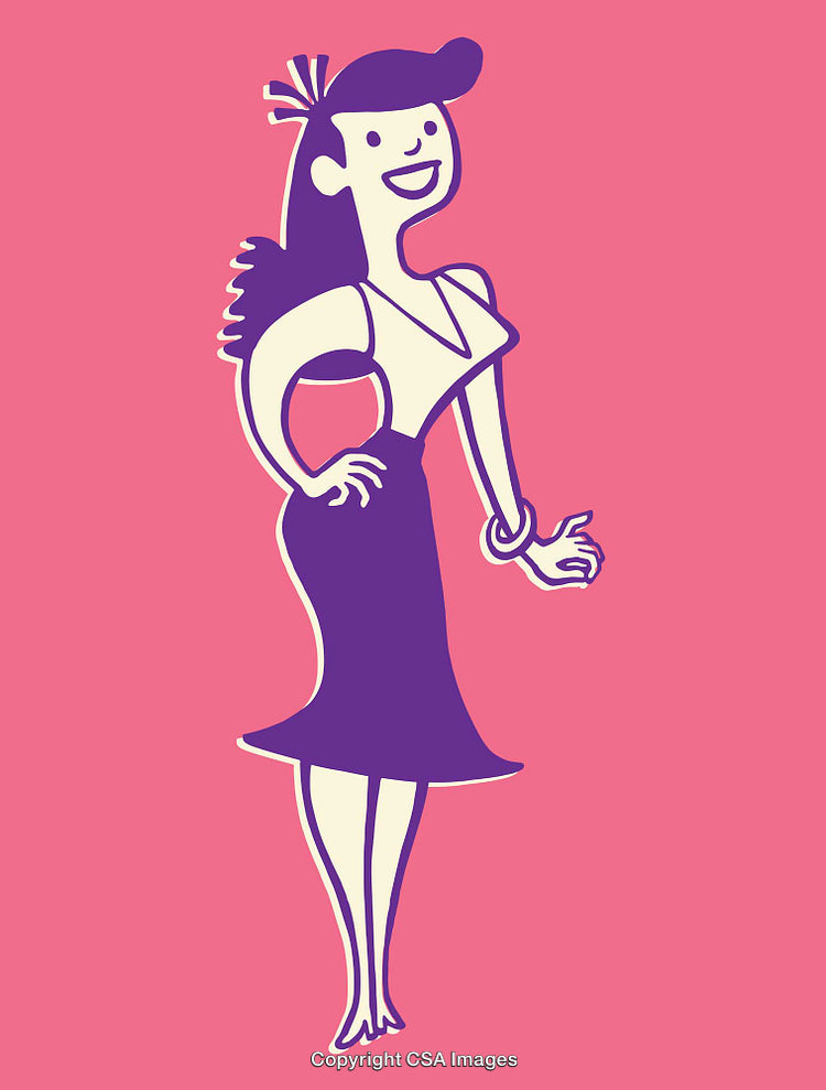Retro Style Illustration of a Smiling Woman With a Hand on Her Waist