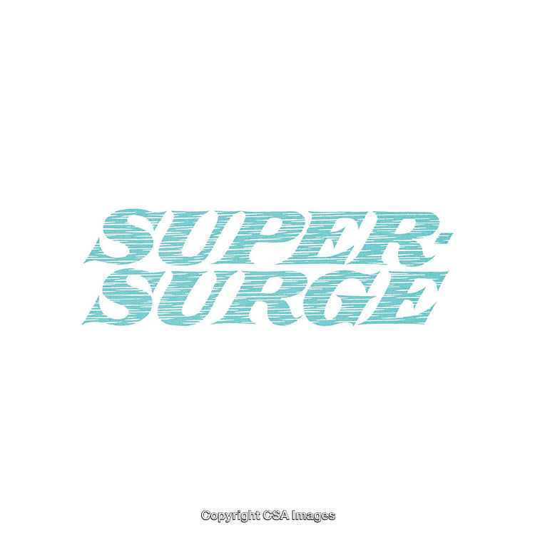 Dynamic Blue Text on White Background Featuring Super Surge Design